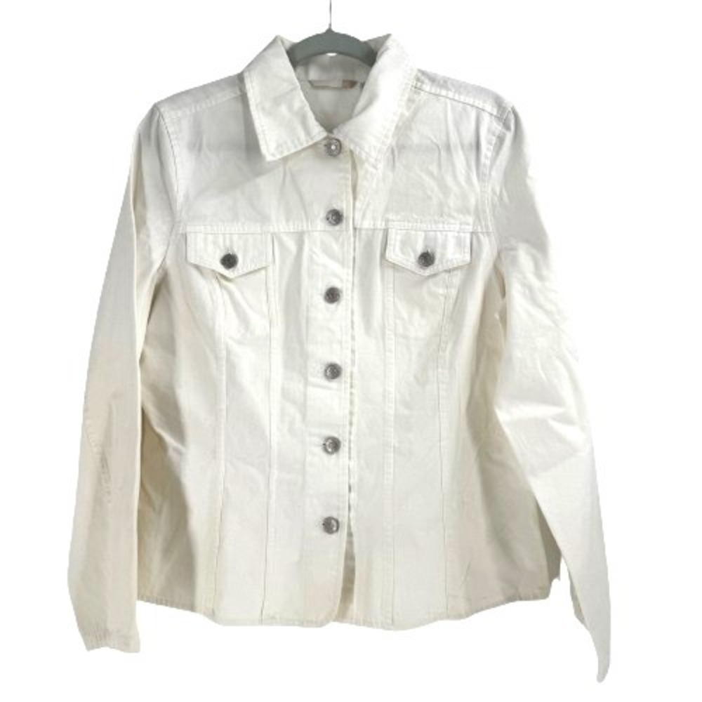 Roper White Denim Shirt Women's Size 12 Western Cowgirl Rodeo Button Front Retro